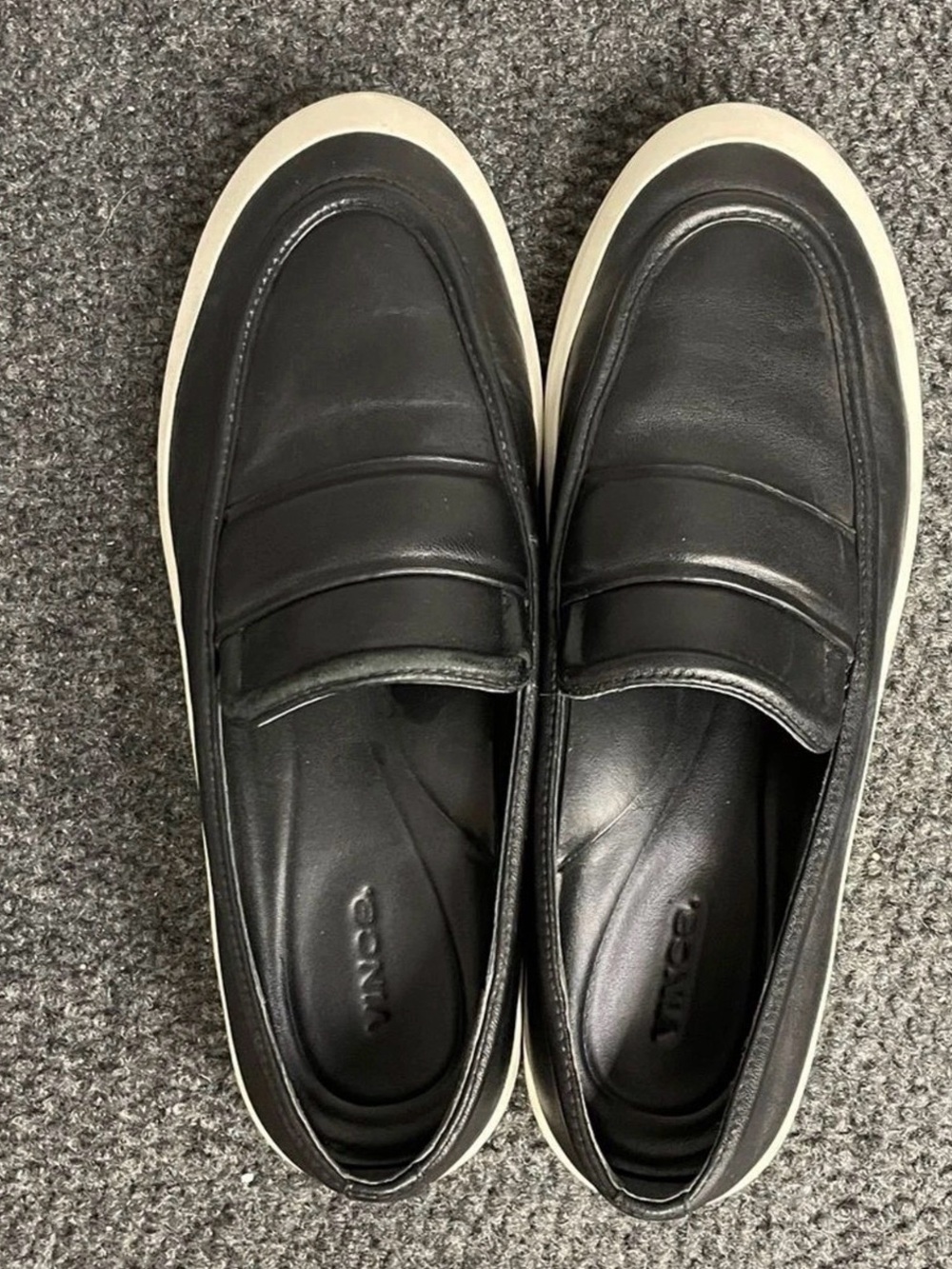 Vince Ghita Black Leather Slip-On Loafers size 10